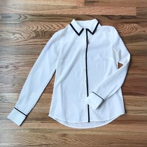 J Crew Cream Blouse with Black Stripe